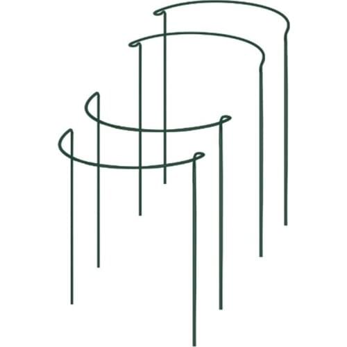 Plant Support Stake, 4-Pack Half Round Metal Garden Plant Supports, Green Garden Plant Support Ring, Garden Border Supports