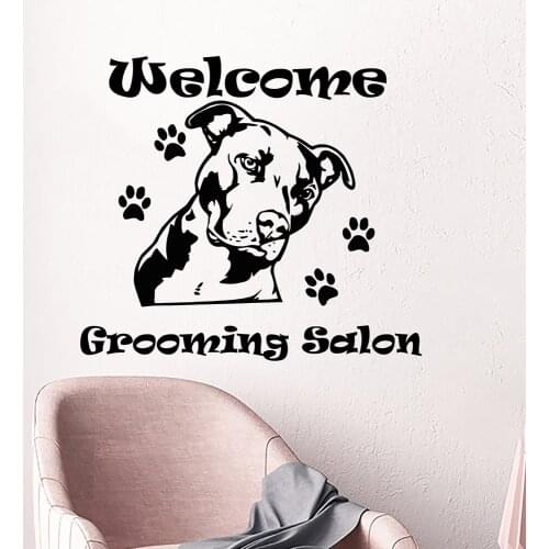 Dog Wall Decals Grooming Salon Window Wall Decal Vinyl Stickers Animals Footprint Dog Grooming Salon Decoration Art Mural X898