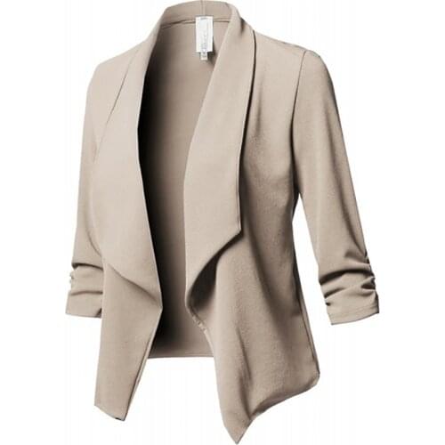 Women Blazer Jackets Plus Size S-5XL Female Retro Suits Coat Feminino OL Blazers Outerwear Plus Size Open Front Short Cardigan
