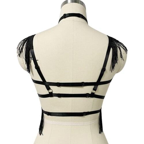 Women Harness Bra Halter Hollow Strap Frame Gothic Punk Bralette Crop Tops
