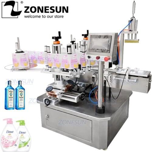 ZONESUN ZS-TB210 Semi Automatic Double Size Tube Sticker Water Flat Bottle Labeling Machine For Bottles Label Dispenser Machine
