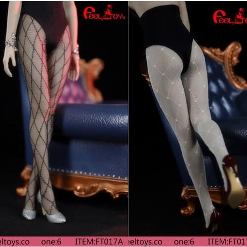 1/6 Female Soldier Costume White Black Siamese Stockings Mesh Stockings Suitable for 12-inch Woman Dolls In Stock