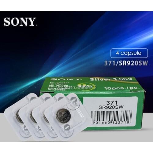4pcs FOR SONY 45mAh AG6 371 SR920SW LR920 371 L921 LR69 SR920 SR69 1.55V Button Cell watch Coin Single grain packing