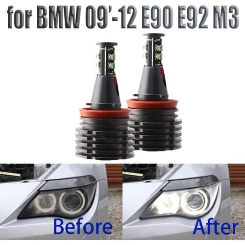 6000K White 160W 8 LED 3000LM Car Angel Eye Marker Headlights Bulbs Lamps for BMW 2009-2012 3 Series E90 E92 M3