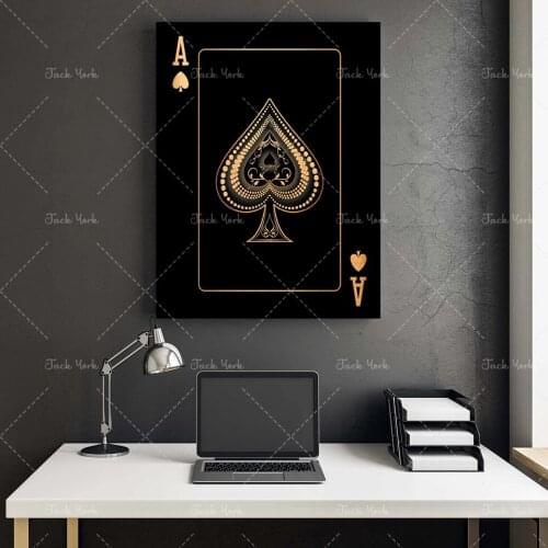 Ace of spades abstract gold and silver playing cards Creative poker HD print club bar restaurant decoration poster home Decor