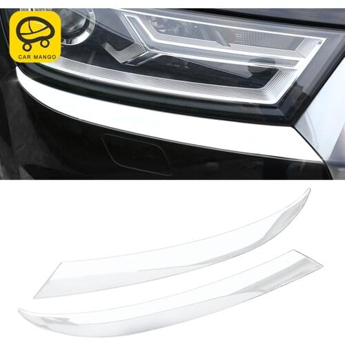 CARMANGO for Audi Q7 4M 2016-2019 Car Accessories Front Headlight Trim Frame Sticker Cover Decoration Silver Chrome Moulding