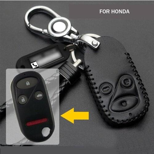 1 Pcs Genuine Leather Car Smrt Remote Key Fob Case Cover Holder Skin Shell Protector For Honda CR-V 2002-2004 Stying Accessories