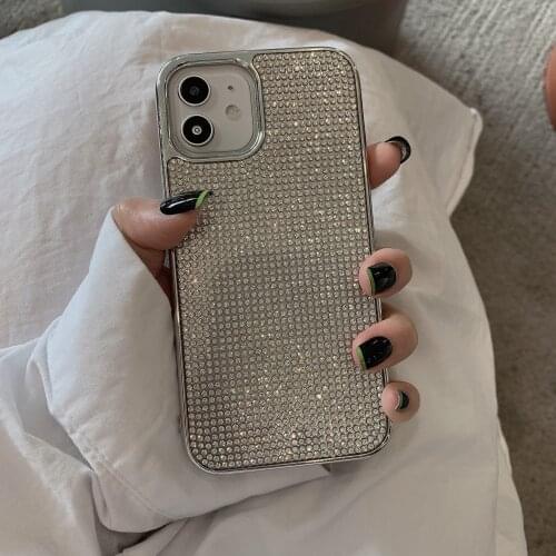 Luxury Electroplated Rhinestone Phone Case For Apple iPhone 12 Promax 11 Mini XS XR 7 8 Plus SE Fashion Shockproof Back Fundas