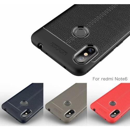 For Xiaomi Redmi Note 6 pro Case Matte Litchi Grain Leather Skin Silicone TPU Cover for Xiaomi Redmi Note 6 pro Soft Protector