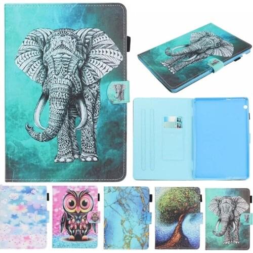Painted Case For Huawei MediaPad T5 10 AGS2-W09 AGS2-L09 AGS2-L03/W19 10.1" Cover Funda Tablet PU Leather Stand Skin Shell