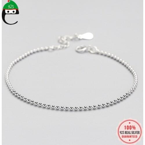 ElfoPlataSi 100% 925 Solid Real Sterling Silver Beads 925 Bracelet For Women Wife Girls Lady Fine Silver Jewelry ED63