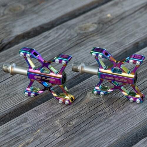 GUB GC-009 Mountain Pedals Aluminum Alloy Plating Colorful Non-slip Road Bike Pedal Bearing Folding Bike Pedal Bicicleta Pedal