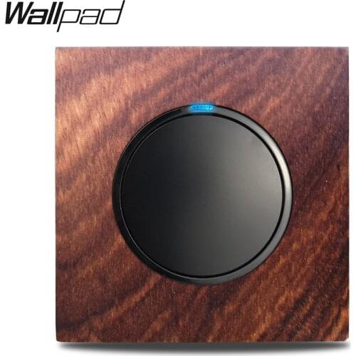 L6 Genuine Wood Plate 1 Gang 1 Way 2 Way Changeover Light Electric Switch Push Button Random Click Blue LED Indicator Wallpad