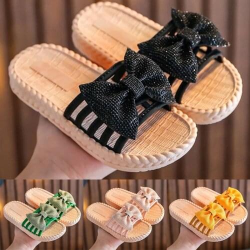 Girls Sandals Summer New Childrens Fashion Soft Bottom Bowknot Beach Shoes Little Girl Baby Party Princess Slippers Sweet Style