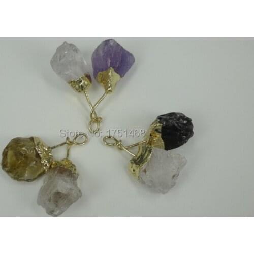 3pcs/lot Fashion Pendant Stones Quartz Crystal Beads Jewelry Necklace Design Stone Couple Crystal to Women