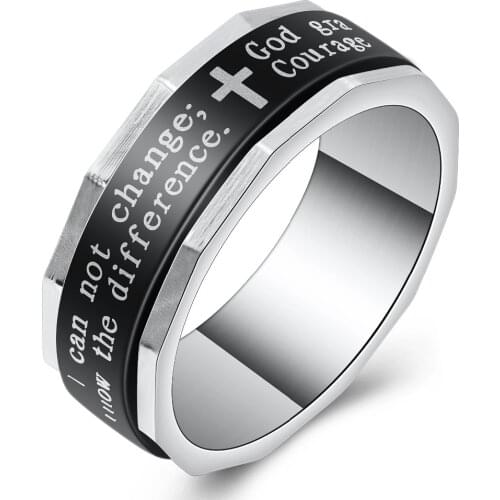 Fashion Jewelry Finger Rings Black Stainless Steel Cross Men Ring Jesus Holy Bible Religion Jewelry Gift for Man