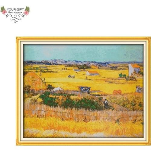 Joy Sunday F685 Free Shipping 14CT 11CT Counted and Stamped Home Decor A Good Harvest Of Wheat Embroidery Cross Stitch Kits