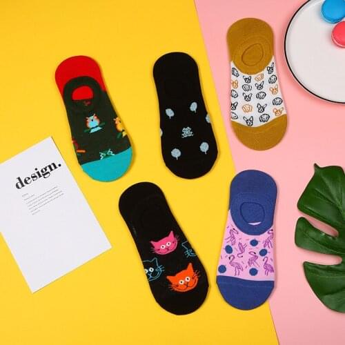 Womens Socks Cute Cartoon Cat Dog Frog Owl Funny Boat Socks Colorful Socks Unisex Men Male Female Harajuku Breathable Summer
