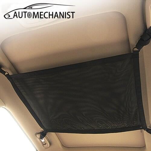 Portable Car Ceiling Storage Net Pocket Auto Roof Net Pocket Interior Accessories High Capacity Storage Bag Portable Organizer