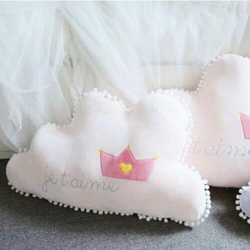 Throw Pillow New Romantic French Letter Ins Cloud Shape ChildrenS Room Decorative Pillow With Inner Bladder Removable washable