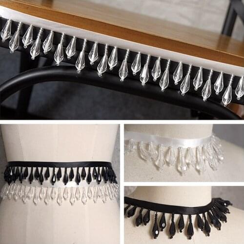 2M/Lot Beaded pendant lace trim tassel width 4cm handmade home decoration diy stage clothing curtain accessories