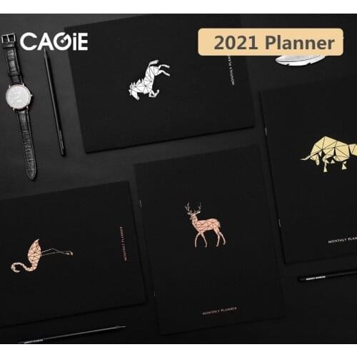 Agenda 2021 Monthly Plan Journal Notebook Diaries Kawaii Cow Flamingo Diary Schedule Notepad School Office Stationery Gift