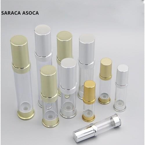 50pcs/lot 10ml Empty Airless pump plastic Bottles Vacuum Pressure Emulsion Bottle With Lotion Pump Cosmetic packaging bottling