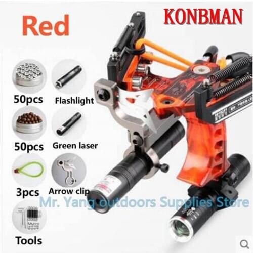 New hunting bow laser slingshot black red fishing outdoor powerful ejection slingshot with rubber band precision shooting fish