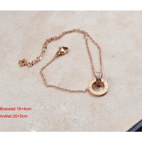 Rose Number Double Loop Bracelet Titanium Steel rose gold color high Quality Crystal Bracelet Jewelry drop shipping