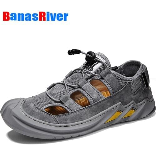 NEW Wear-Resistant Sandals For Men Leisure Flats Shoes Men Close Toe Breathable Casual Lightweight Male Walking Outdoor Slippers