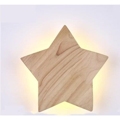 Modern Simple Wooden Star Corridor Light Background Wall Lamp Bedroom Bedside Lamp Living Room Light Free Shipping