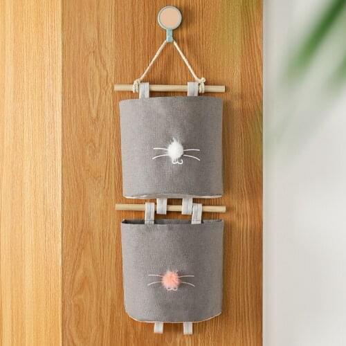 Fabric Wall Door Closet Storage Bag Hanging Organizer Basket for Jewelry Cosmetics Toys Bedroom Mount Pouches Sundries Container