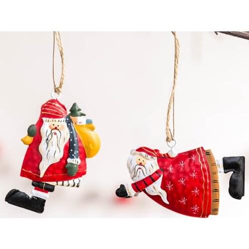 Snowman Santa Claus Angel Christmas Tree Ornaments Hanging Pendants Iron Crafts New Year Xmas Decor Home Party Decoration