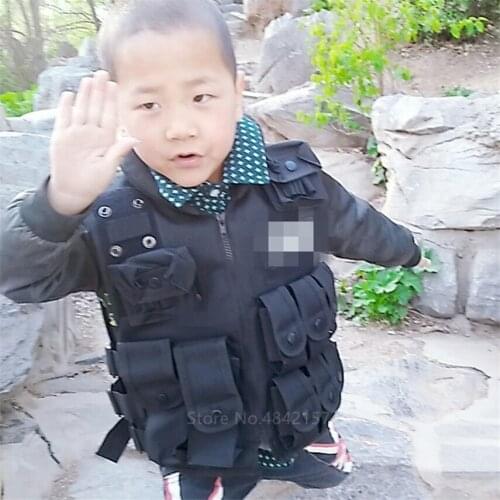 Military Army Tactical Vest Kids Baby Boy Girl Camouflage Multi-function Special Force Soldier Cosplay Costume Outdoor Equipment