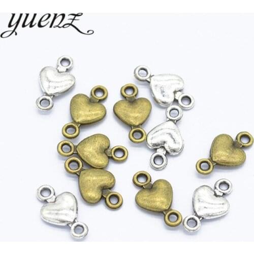 YuenZ 30 pcs Antique silver color Charms Metal Heart Pendant Diy Charms Jewelry Making 15*8mm A69