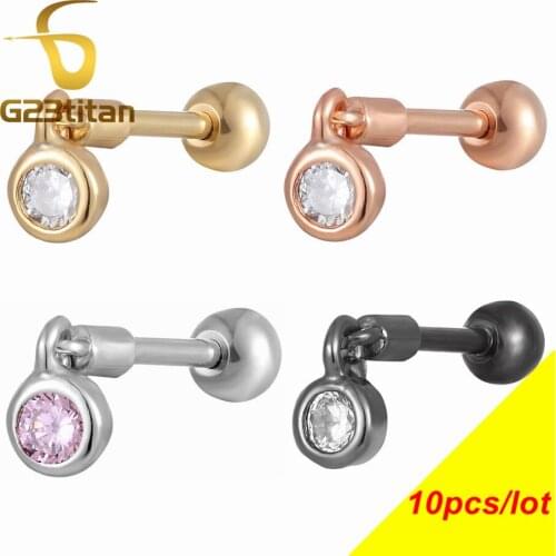 Wholesale Fashion Womens Jewelry Crystal Earrings Tragus Cartilage Piercing 4 Colors Stainless Steel Body Piercing Treasure