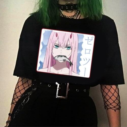 Darling in the Franxx Anime Harajuku Zero TWO Eat Fish Print Women Tops Loose New Summer Short-sleeve Chic Female T-shirt