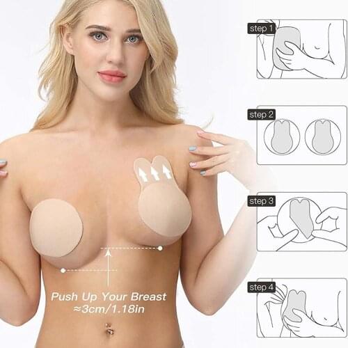 Women Push Up Bras For Self Adhesive Silicone Strapless Pads Rabbit Bra Up Invisible Kawaii Breast Lift Sticky Tape Reusabl I2E3