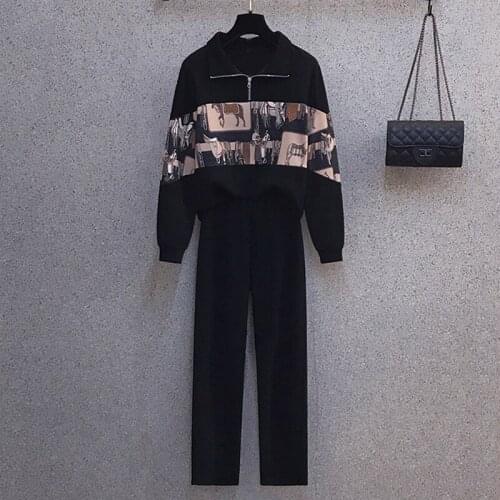 Womens 2 Piece Sets Sportswear 2021 Zipper Tracksuit Women Plus Size Tracksuit Two Piece Set Casual Sport Suit Female cloth big