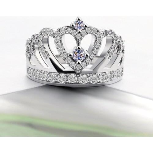 New Fashion Crystal Engagement Crown Design Hot Sale Rings For Women AAA White Zircon Cubic Elegant Ring Female Wedding Jewerly