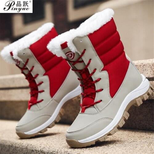 Winter Women Boots High Quality Warm Snow Boots Womens Mid-Calf Lace-up Ankle Boots Comfortable Ladies Boots Chaussures Femme