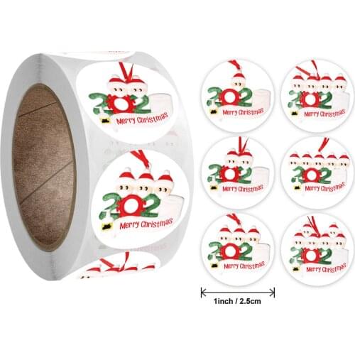 250/roll Christmas Stickers Durable Kraft Paper Round Label Decals Quarantine Survivors Blessing Decoration Sticker Write