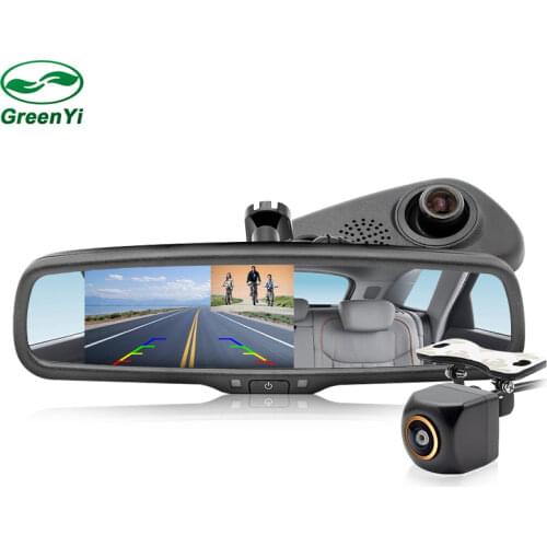 GreenYi Original Bracket Full 1080P Car Camera DVR Dual Lens Rearview Mirror Video Recorder FHD 1080P Automobile DVR Mirror