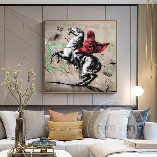 Abstract Graffiti Classic Horse Riding Character Poster Mural Family Bedroom Childrens Room Wall Decoration Canvas Art No Frame