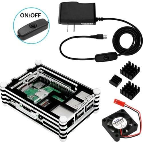 LAFVIN Raspberry Pi 3 B+ Case with Fan, 3Pcs Heatsinks, 5V 3A Power Supply with On/Off Switch