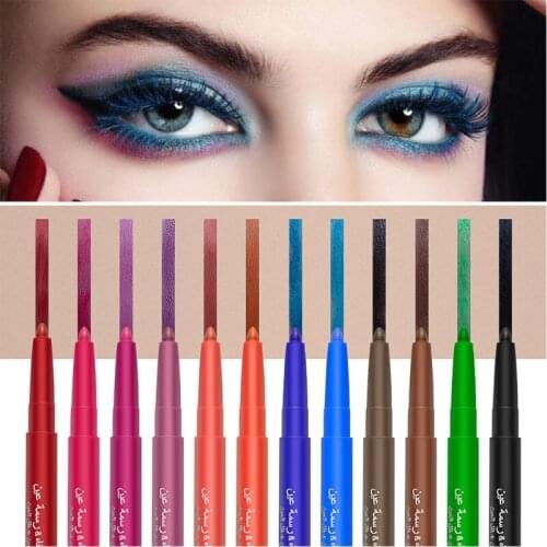 12 Colors Eyeliner Pen Set Eye Liner Gel Pencil Auto-Rotating Colored Eyeliners Waterproof for Women Girls Professional Eye