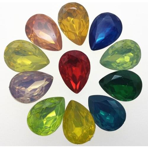 TopStone Resin Opals 50pcs 13x18,10x14mm Teardrop Point Back Rhinestones water drop Stones for Dress DIY making