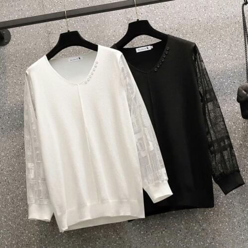 Sexy lace basic sweater thick Sweater Women Pullover Casual V-neck Long Sleeve Knit Sweater Female Jumpers Plus Size 4XL