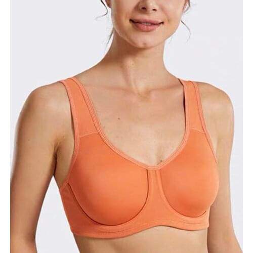 Plus Size Womens High Impact Max Control Solid Sports Bra Full Coverage Non Padded Underwire Sportswear 34 36 38 40 42 C DD E F