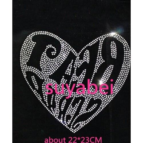 2pc/lot heart bear hot fix rhinestone transfer motifs iron on applique patches iron on crystal transfers design for coat